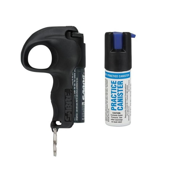 SABRE Pepper Spray with Quick Grip Finger Loop & Practice Spray, Faster Aim & Enhanced Grip, Keychain Attachment, For Beginners, Students, Commuters, Elderly – Protection On-The-Go