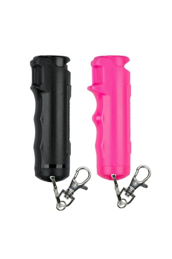 Fast Flip Top Pepper Spray with Snap-Clip Keychain, Black & Pink,2 Ct,New,Pocket Pepper Sprays