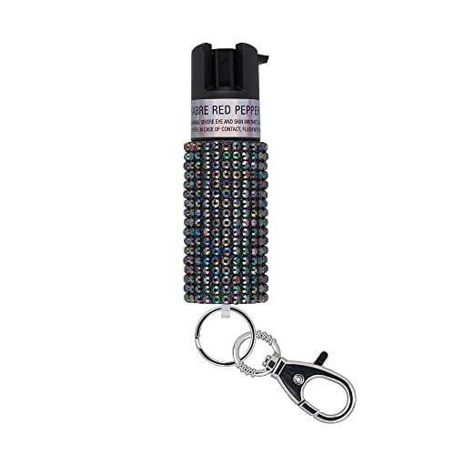 SABRE Pepper Spray with Snap Clip, Jeweled Monochromatic Design, Black