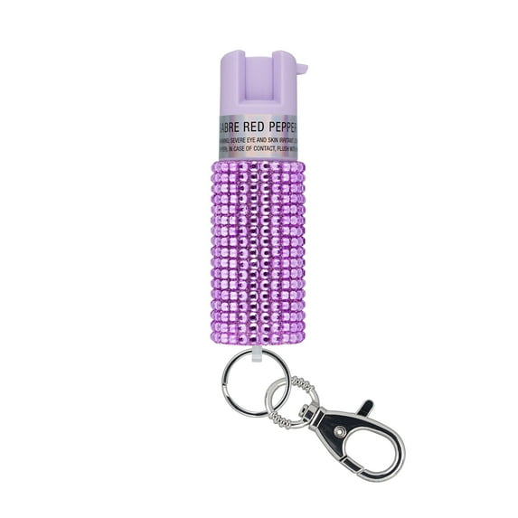 SABRE Pepper Spray with Snap Clip, Jeweled Monochromatic Design, Lavender, 1 Ct, Pocket Pepper Sprays