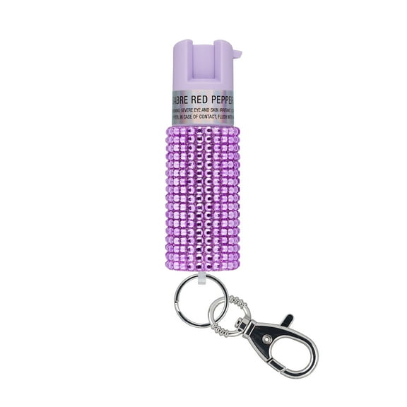 SABRE Pepper Spray with Snap Clip, Jeweled Monochromatic Design, Lavender, 1 Ct, Pocket Pepper Sprays