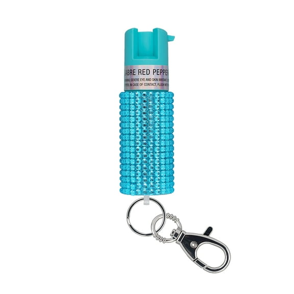 SABRE Pepper Spray with Snap Clip, Jeweled Monochromatic Design, Teal
