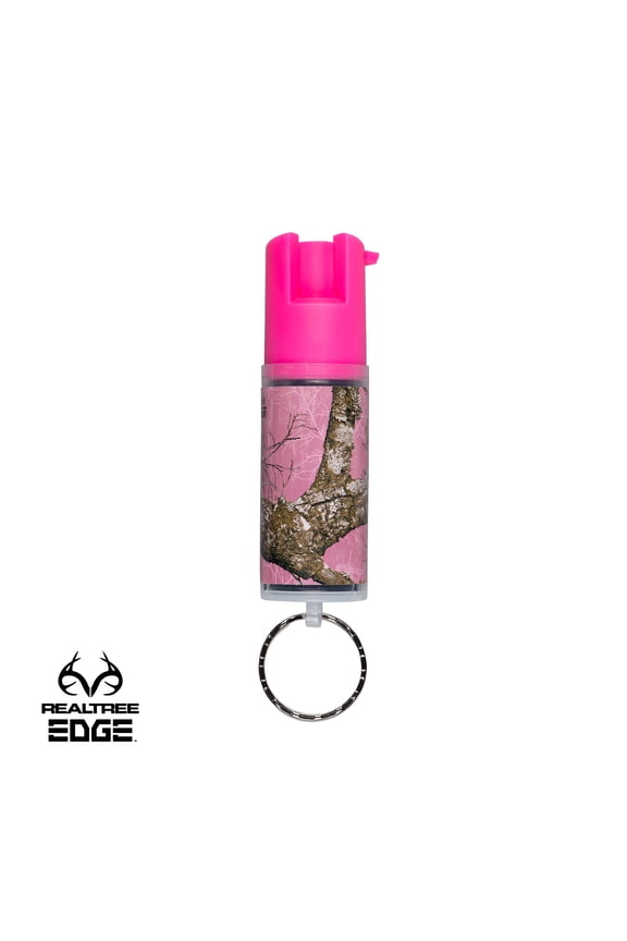 Realtree Edge Pepper Spray with Key Ring, Pink Camo Pattern, 1 Ct, New