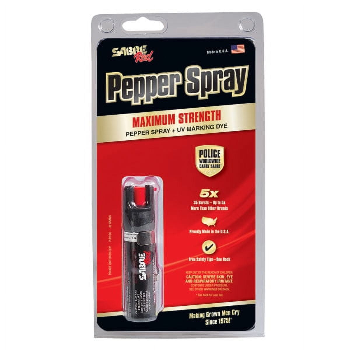 SABRE Red Pepper Spray - Police Strength - Compact Size with Clip
