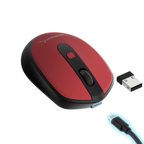 SABRENT 2.4GHz Rechargeable Wireless Mouse with Adjustable Resolution in Red/Black (MS-RCWM-RB)