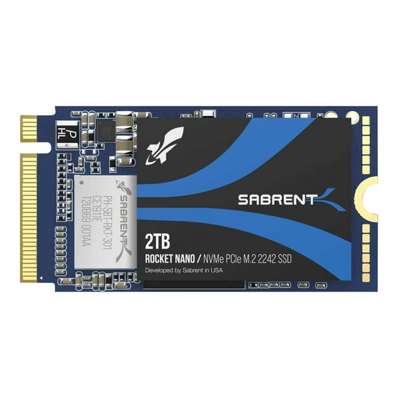 Sabrent 2TB Rocket NVMe 2242 SSD, Black/Blue