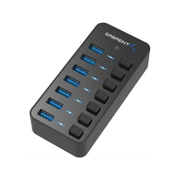 SABRENT 36W 7-Port USB 3.0 Hub with Individual Power Switches and LEDs Includes 36W 12V/3A Power Adapter (HB-BUP7)