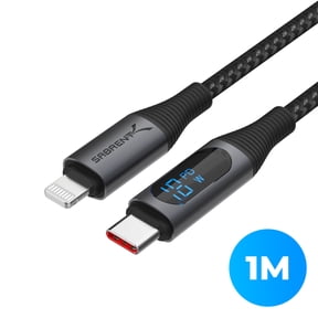 SABRENT USB-C to Lightning Cable with Smart Display, 1M/3.3FT Long, Apple MFI certified, 60W Charging and 480Mbps Data Transfer Speeds, for Phones, iPads, iPods, MacBooks (CB-C2L1)