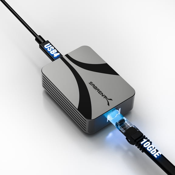 SABRENT USB4 to 10 Gigabit Ethernet Adapter USB-C to 10GbE Network Adapter for USB4/Thunderbolt 3/4, Aluminum Housing, Bus Powered, Backward Compatible with Multi-Gig and Gigabit Networks (NT-P10G)