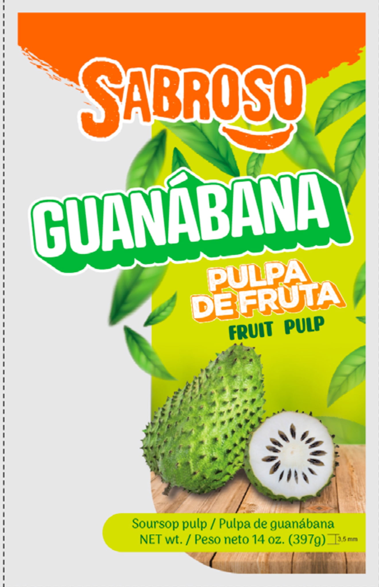 SABROSO Guanabana Fruit Pulp (12/14oz)