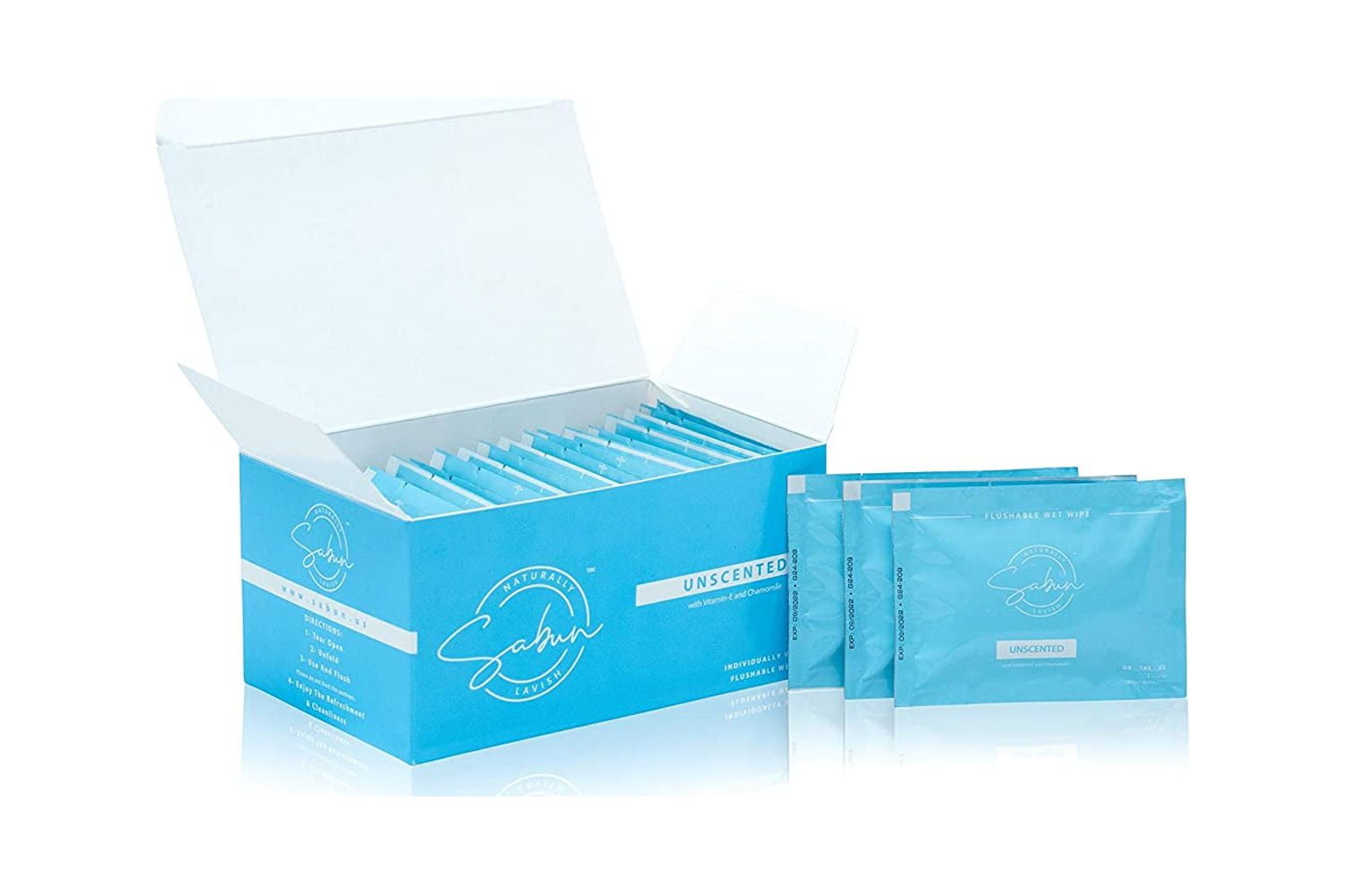 SABUN CO. [30 Individually Wrapped Wet Wipes] Flushable, Biodegradable