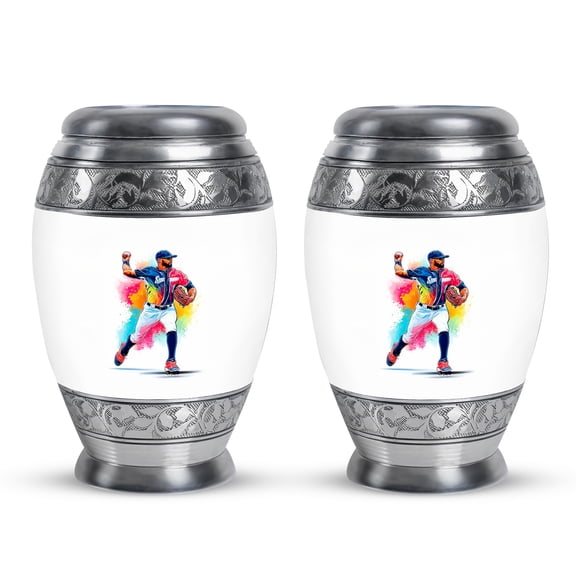 SABURIAL Baseball Urn - Small Urn For Ashes Adult Male - Little Funeral Urns For Human Ashes Adult Women - 3 Inch Set Of 2 - Mini Cremation Urns For Adults
