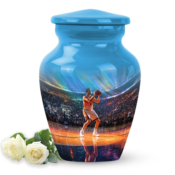 SABURIAL Basketball Urns for Burial - Cremation Mini Urn for Adult Male & Female Ashes - Beautiful Human Remains Urn - Small Memorial Urns for Adult Ashes - 3 Inch Small - Pack of 1