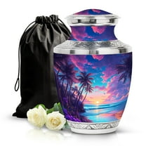 SABURIAL Beach Memorial Ashes for Adult - Funeral Cremation Urns for Ashes - 10 Inch - Large with Velvet Bag - Large Burial Urns - Human Remain Urn - Decorative Urn for Male & Female