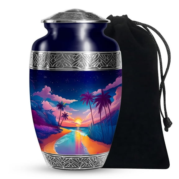 SABURIAL Beach Urn - Handmade Decorative Urns For Adult Ash - Lovely Memorial Urn For Human Ashes - Elegant Burial Urns For Men & Women Ash - 10 Inch Large With Velvet Bag