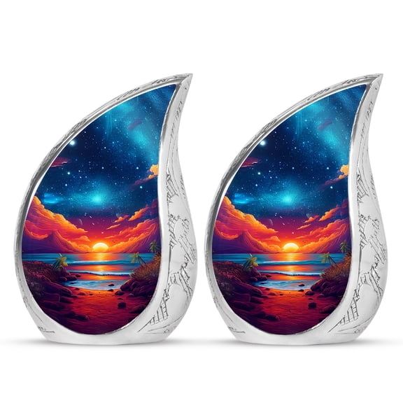 SABURIAL Beach Urn - Memorial Urn For Human Ashes - 3 Inch - Pack Of 2 - Small Keepsake Urns For Mom & Dad - Cremation For Human - Unique Urns For Adult Ash