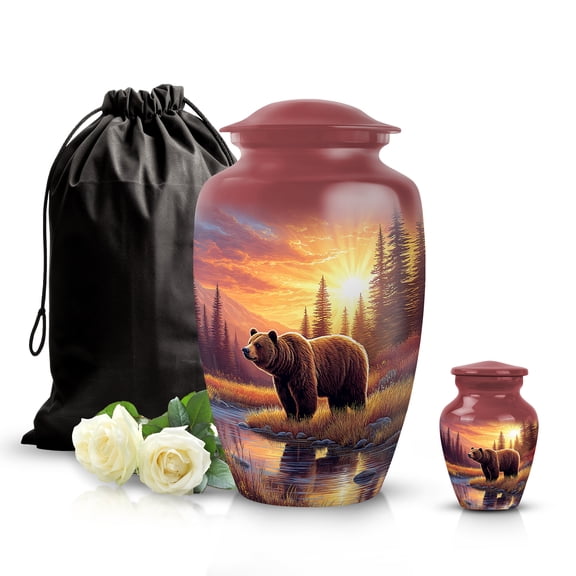 SABURIAL Bear Human Remains for Mom & Dad - Burial Urn Adult Human - Combo 1 - Large with 3 Inch Pack of 1 - Unique Urns for Adult - Cremation Urn for Men & Women - Memorial Urns for Ashes