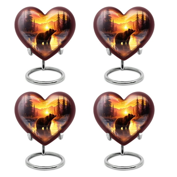 SABURIAL Bear Urn - Keepsakes Urn For Ash - 3 Inch - Pack Of 4 - Small Ashes Keepsake Urns - Memorial Ashes For Adult - Miniature Urns