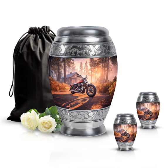 SABURIAL Bike Urn - Mini Decorative Urn - Large Funeral Urns For Adult Ashes Men - Keepsake Cremation Urns For Women - Combo Of 10 Inch & 3 Inch
