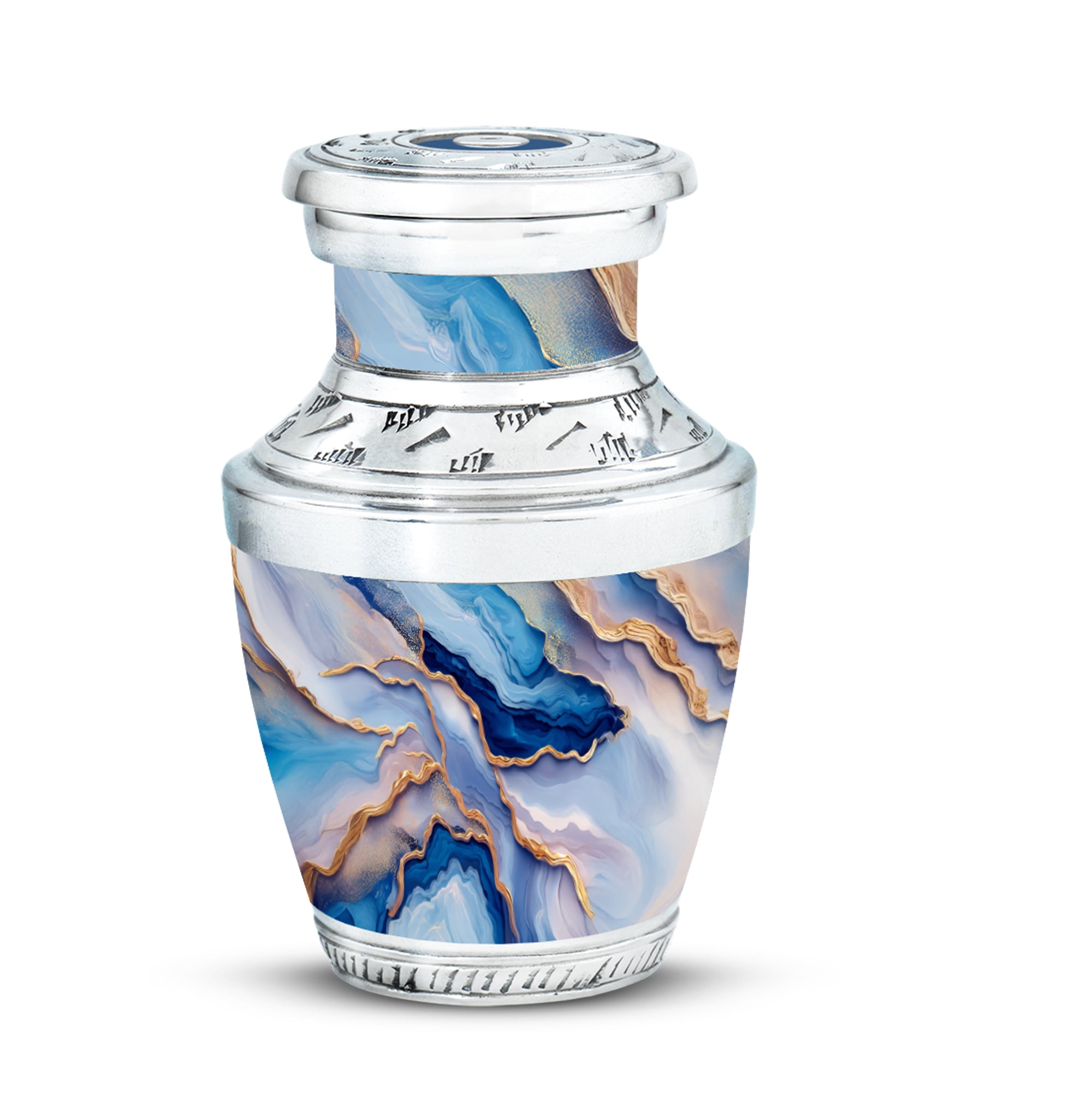 SABURIAL Blue Little Urns for Human Ashes - Small Keepsake Urns - 3 Inch - Pack of 1 - Cremation Keepsakes for Ashes - Miniature Urn for Men & Women - Decorative Urn for Adult Human