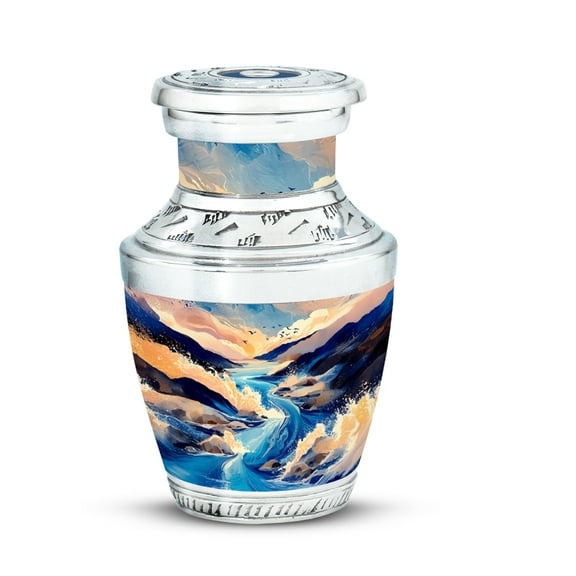 SABURIAL Blue Memorial Urn for Adult Male & Female - Keepsake for Ashes - 3 Inch - Pack of 1 - Funeral Keepsakes for Ashes - Decorative Urn for Adult Mom & Dad - Human Remain Urn