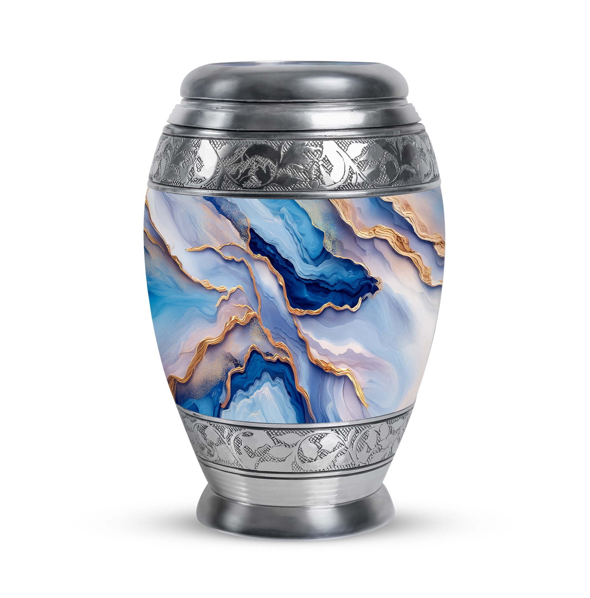 SABURIAL Blue Urn for Human Ash - Decorative Urn for Male & Female Remains - Cremation Urns for Dad Ash - Small for Adult Ashes Male - Burial Urns for Women Ashes - Small Keepsake 3 Inch - Pack of 1