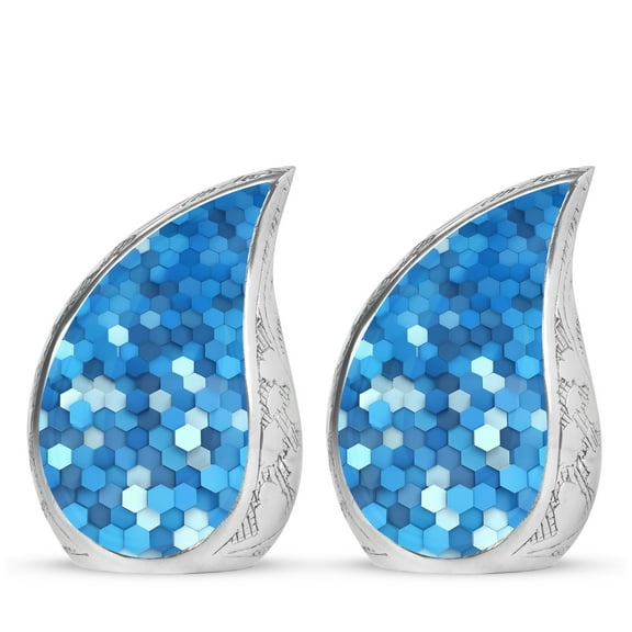 SABURIAL Blue Urn - Memorial Ashes for Adult - 3 Inch - Pack of 2 - Decorative Urns for Mom & Dad - Keepsake for Adult Men & Women - Tiny Urns for Human Ashes