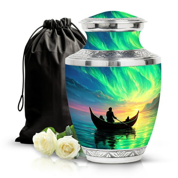 SABURIAL Boat Memorial Funeral Urn - Cremation Urns for Human Remains - Unique Burial Urn for Ashes for Women & Men - 10 Inch - Large Urns for Human Ashes Adult Male