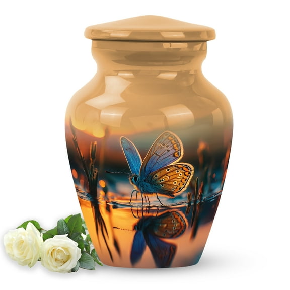 SABURIAL Butterfly Mini Urn for Dad Ashes - Handcrafted Tribute Urn for Adult Male - Beautiful Memorial Keepsake Urns for Human Ash - Funeral Decorative Urns for Men - 3 Inch - Pack of 1