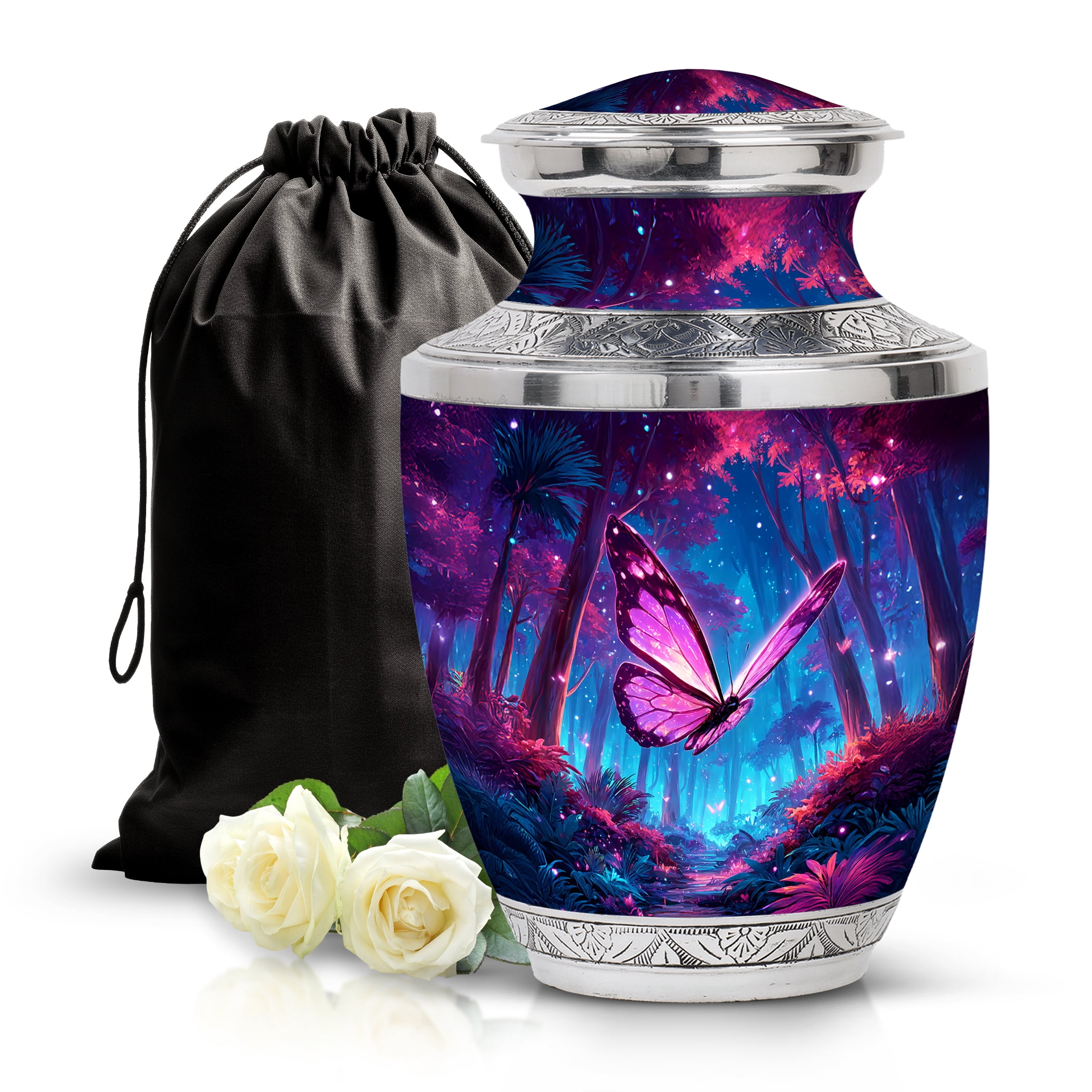 SABURIAL Butterfly Urn for Adult Ashes - Beautiful Handcrafted Urns for Human Ashes - Memorial Urns for Burial - Cremation Tribute Urn to Honor Loved Ones - 10 Inch - Large with Velvet Bag