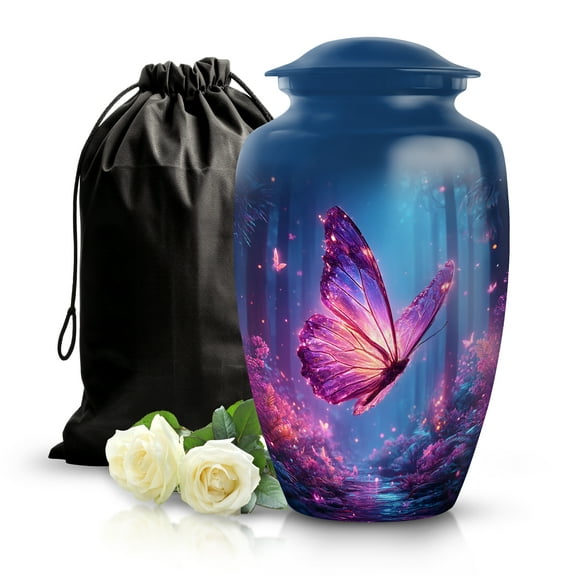SABURIAL Butterfly Urn - Handcrafted Funeral Urns for Human Ash - Beautiful Memorial Urns for Adults - Burial Urn for Male and Female Ashes - 10 Inch - Large with Velvet Bag