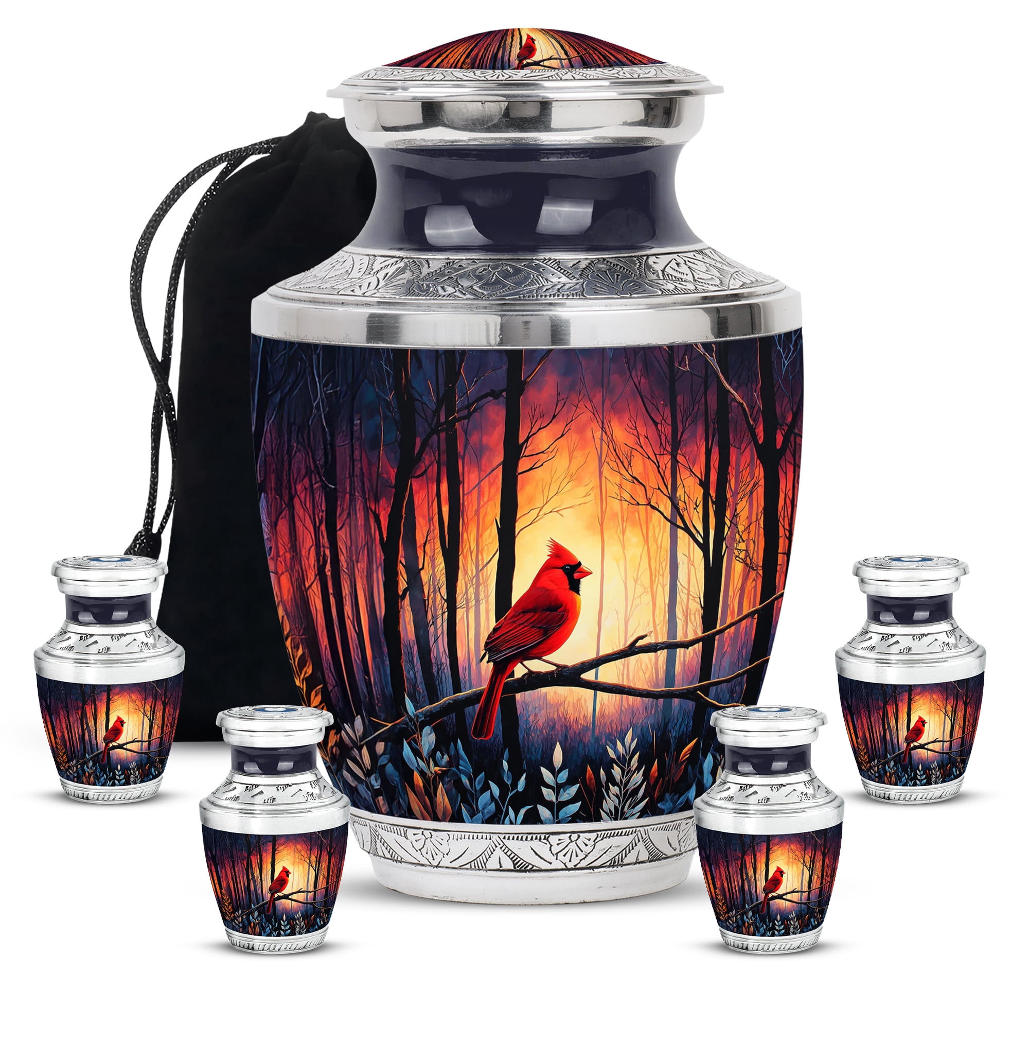 SABURIAL Cardinal Bird Urn - Large Funeral Urns For Women - Small Cremation Urns For Human Ashes Adult Man - Combo Of 10 Inch & 3 Inch