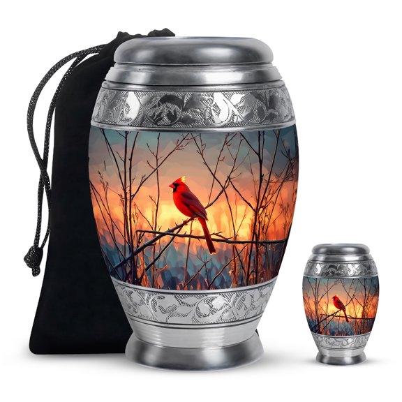 SABURIAL Cardinal Mini Cremation Urn for Ashes Dad - Keepsake Urn for Ashes Adult Female & Male - Large Burial Urns for Human Ashes Adult Man - Small Funeral Urns - Combo of 10 Inch 3 Inch