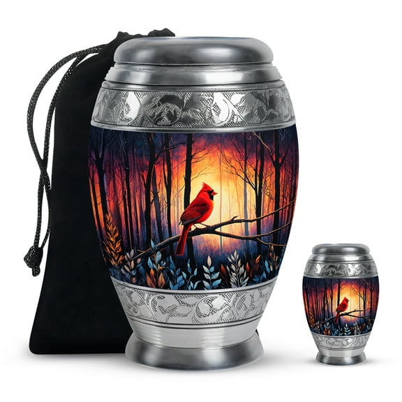 SABURIAL Cardinal Mini Funeral Urns for Human Ashes Adult Female Mom - Large Decorative Urns - Keepsake Cremation Urn for Ashes Adult Male Dad - Memorial Burial Urn for Men - Combo of 10 Inch 3 Inch