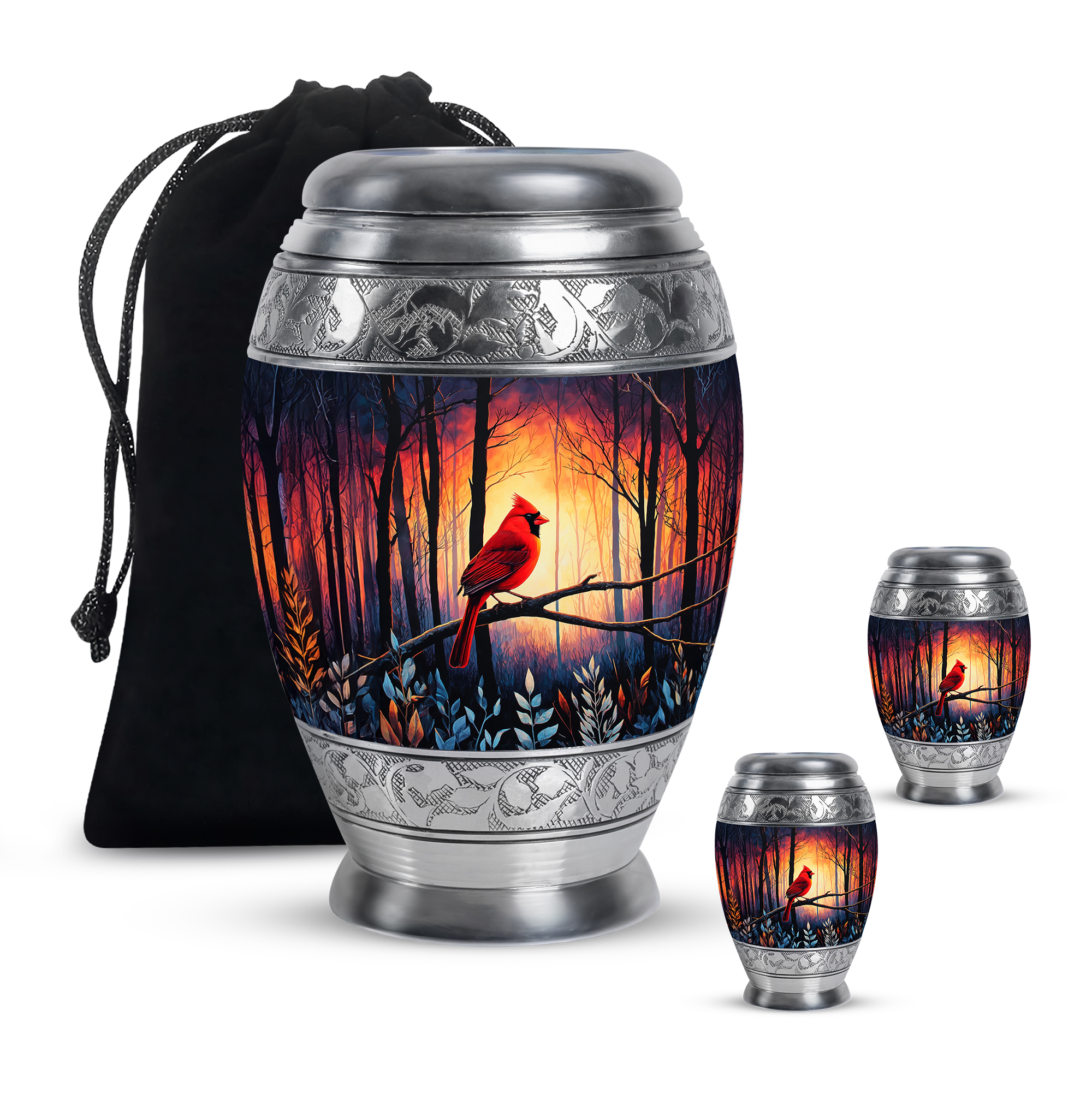 SABURIAL Cardinal Urn - Mini Cremation Urns For Human Ashes Adult Man - Decorative Small Keepsake Funeral Urns For Men & Women - Combo Of 10 Inch 3 Inch