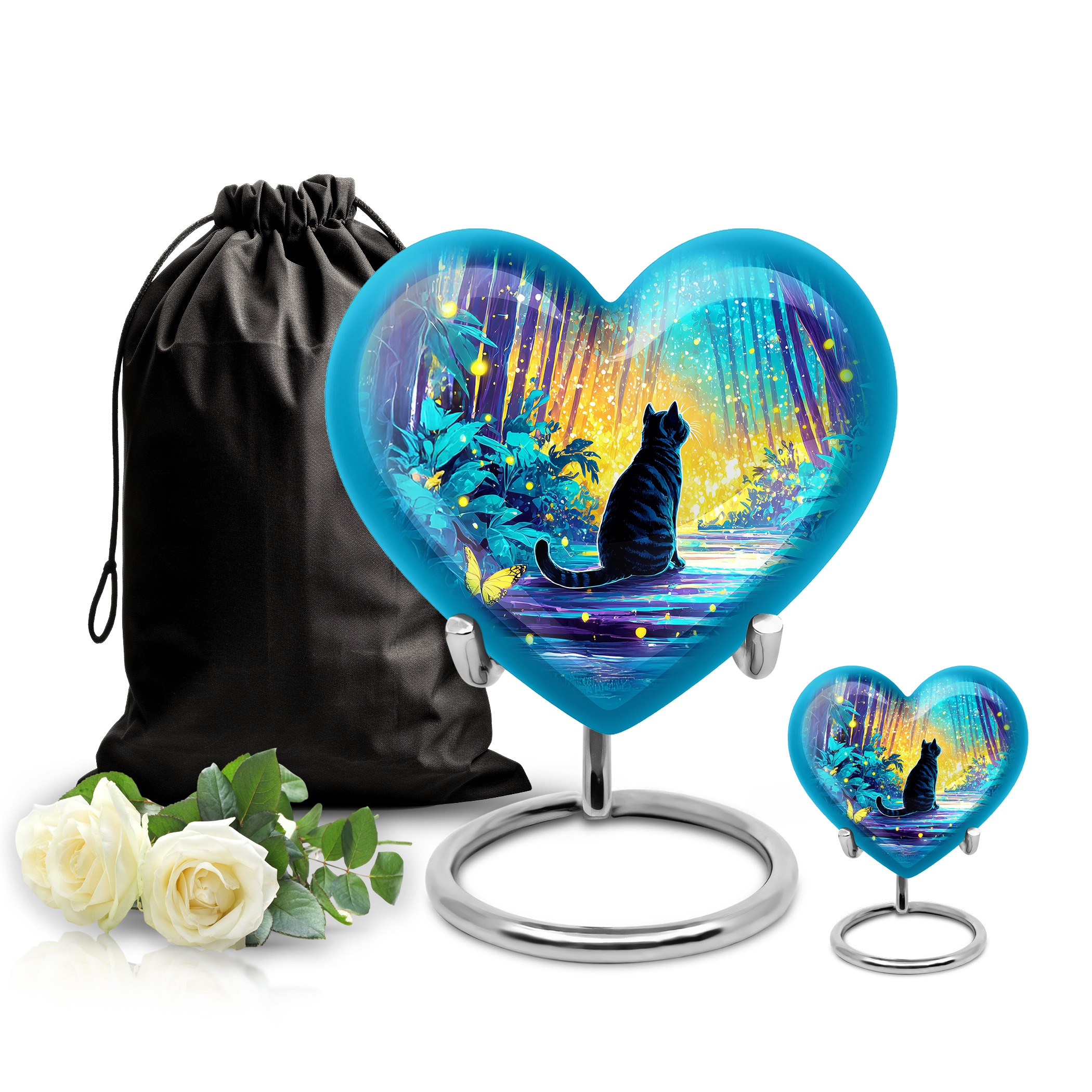 SABURIAL Cat Cremation Memorial Urn - Human Ashes Urns - Combo 1 - Large with 3 Inch Pack of 1 - Large Decorative Urn - Memorial Urns for Ash - Ash Keepsakes for Human Ashes