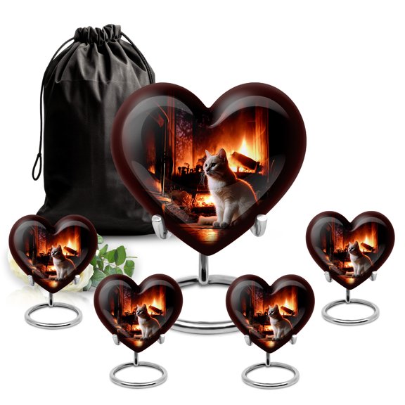 SABURIAL Cat Urn - Large Decorative Urn - Small Urns For Men & Women - Combo - 8 Inch Large With 3 Inch - Keepsake Urns For Mom & Dad - Funeral Decorative Ashes - Memorial For Your Loved One