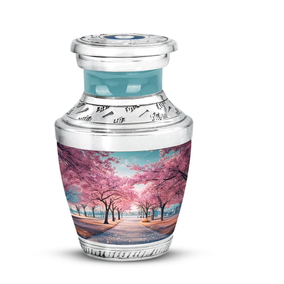 SABURIAL Cherry Blossom Miniature Urns for Mom Ashes - Beautiful Urn for Men & Women Ash - Handcrafted Urns for Human Remains - Small Keepsake Urn for Men Ashes - 3 Inch - Pack of 1