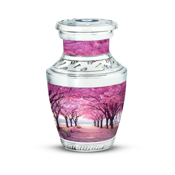 SABURIAL Cherry Blossom Miniature Urns for Mom Ashes - Beautiful Urn for Men & Women Ash - Handcrafted Urns for Human Remains - Small Keepsake Urn for Men Ashes - 3 Inch - Pack of 1