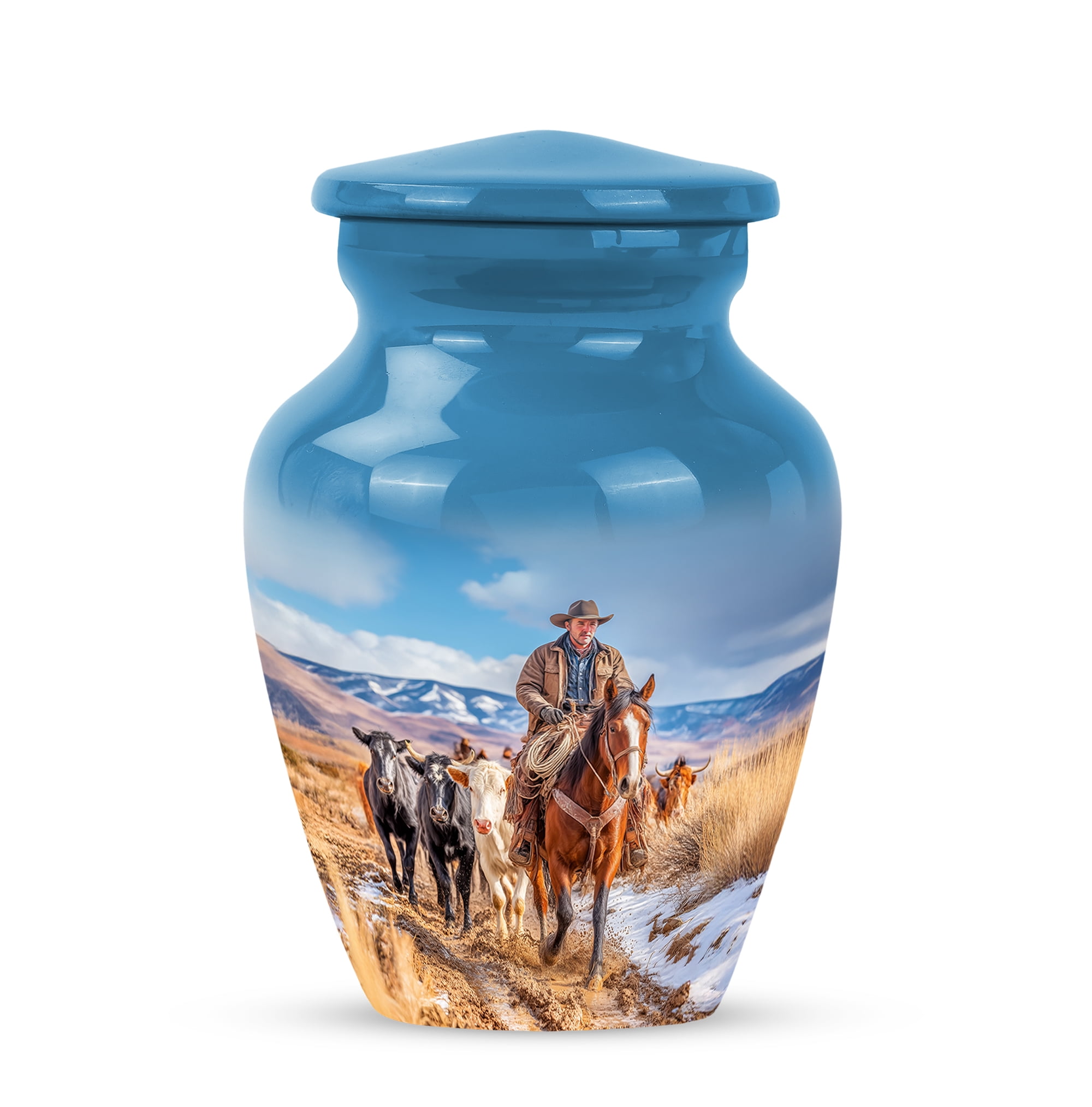 SABURIAL Cowboys Funeral Urn for Male & Female - Miniature Urns for Male & Female - 3 Inch - Pack of 1 - Little Urns for Human Ashes - Memorial Keepsakes for Ashes - Cremation Urn