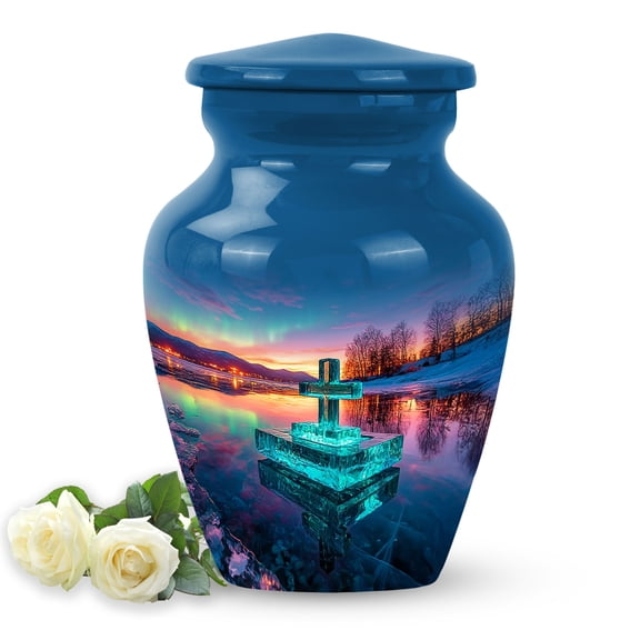SABURIAL Cross Urn - Burial Funeral Urns For Ashes Men - Beautiful Adult Urns For Human Ash Women - Decorative Lovely Urn For Human Ashes - 3 Inch - Pack Of 1
