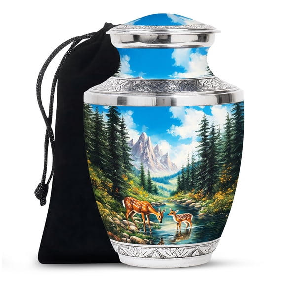 SABURIAL Deer Urn - Burial Urn For Mom & Dad - Memorial Funeral Urns - Decorative Urns For Women & Men - 10 Inch