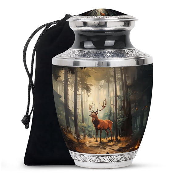 SABURIAL Deer Urn - Decorative Cremation Urn For Ashes Adult Male Dad - Unique Burial Urns - Memorial Urns - 10 Inch