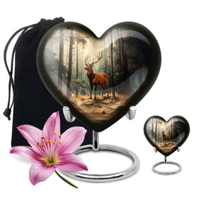 SABURIAL Deer Urn - Mini Cremation Urn For Ashes For Women & Men - Large Urns For Burial - Combo Of 8 Inch & 3 Inch