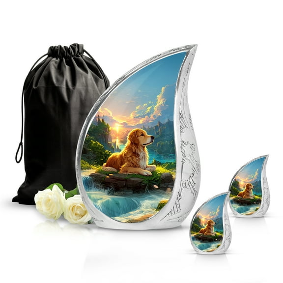 SABURIAL Dog Urn - Decorative Cremation Urn For Dad Ash - Miniature Urns For Human Remains - Funeral Full Size Urns - Combo - 10 Inch Large Size & 3 Inch Small Size