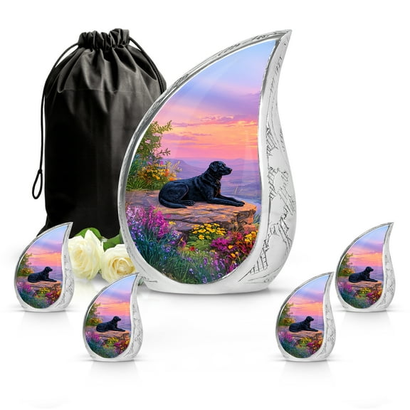 SABURIAL Dog Urn - Decorative Mini Urn For Dad - Beautiful Cremation Urns For Adults - Large Urns For Human Ashes - Combo - 10 Inch Large Size & 3 Inch Small Size