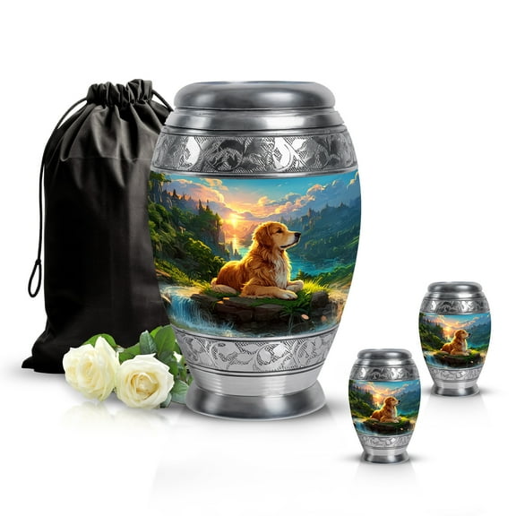 SABURIAL Dog Urn - Human Remains For Mom & Dad - Combo - 10 Inch Large With 3 Inch - Large Cremation Urns - Decorative Urn For Adult Human - Miniature Urns For Ash
