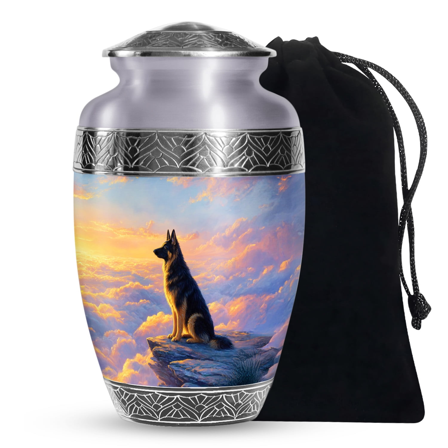 SABURIAL Dog Urn - Large Burial Urn For Adult Men & Women Ash - Unique Funeral Urns For Human Remains - Beautiful Urns For Wife Ashes - 10 Inch Large With Velvet Bag