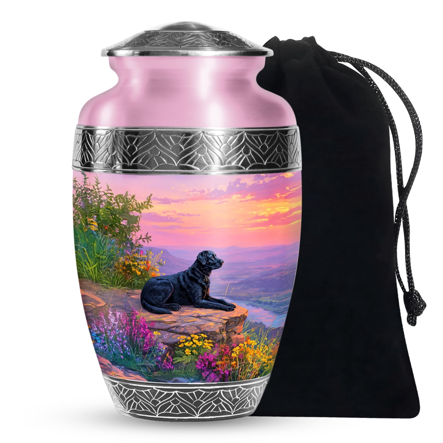 SABURIAL Dog Urn - Perfect Handcrafted Urns For Mom & Dad Ash - Decorative Funeral Urn For Human Ash - Perfect Burial Urns For Female Ashes - 10 Inch Large With Velvet Bag