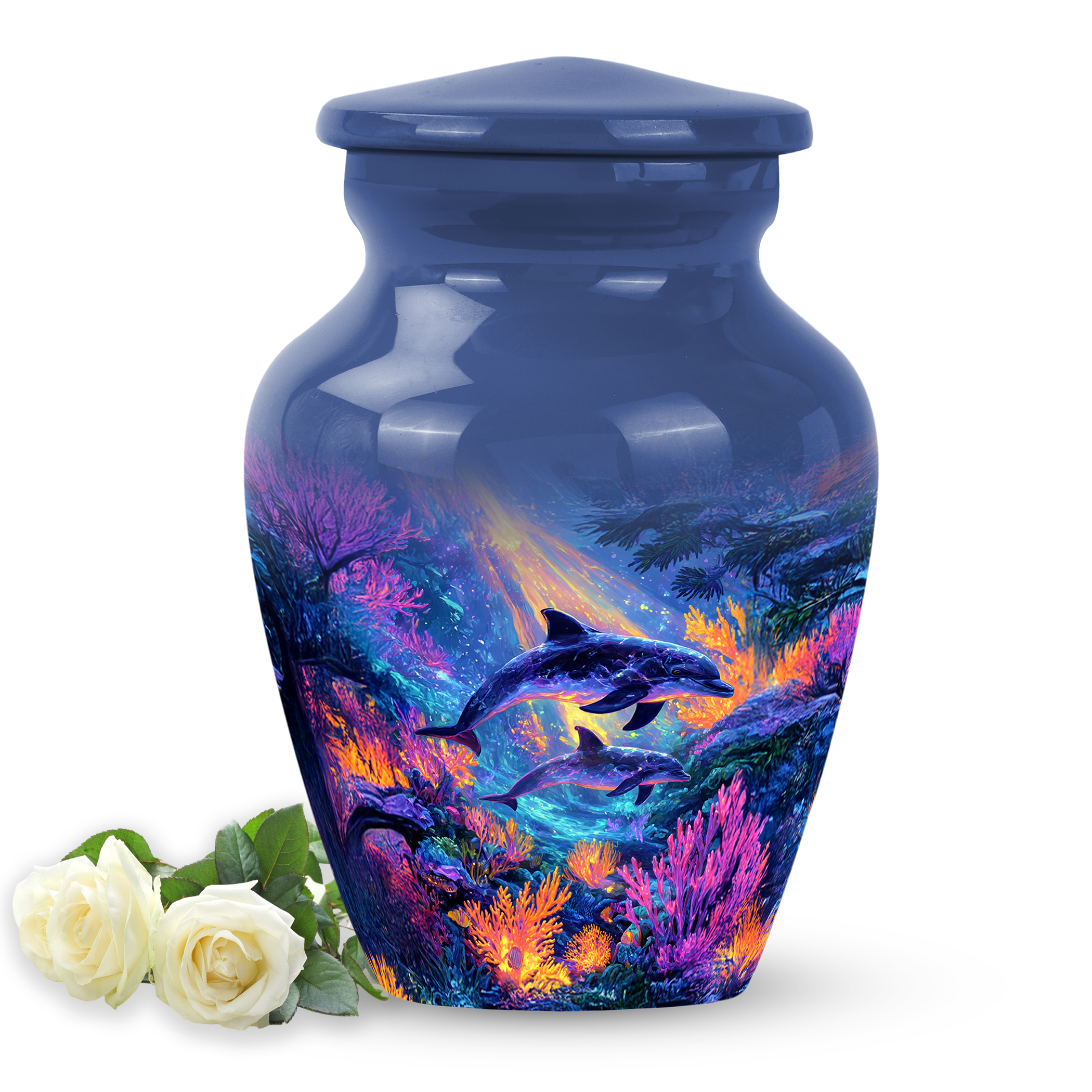SABURIAL Dolphin Urn - Beautiful Handmade Urn for Men & Women Ashes - Small Keepsake Urns for Adult Human Ash - Lovely Funeral Urns for Ash - 3 Inch - Pack of 1